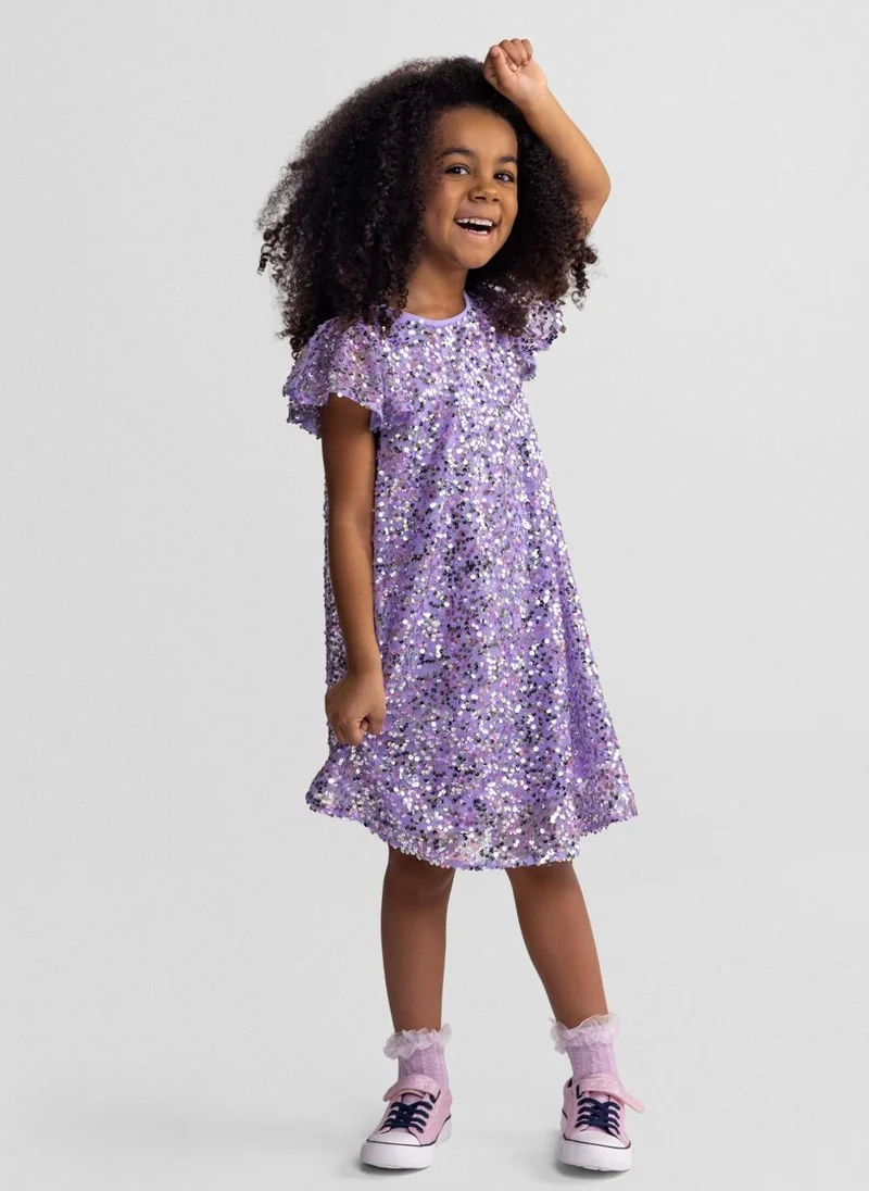 MINOTI Girls a-line sequin dress multicolour party wear